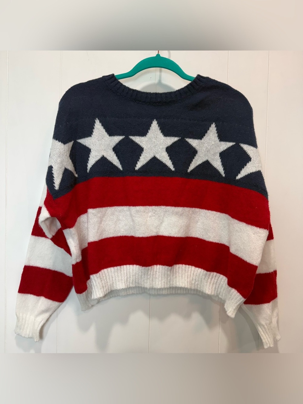 Patriotic Star Stripe Crewneck Sweater - Red, White & Navy